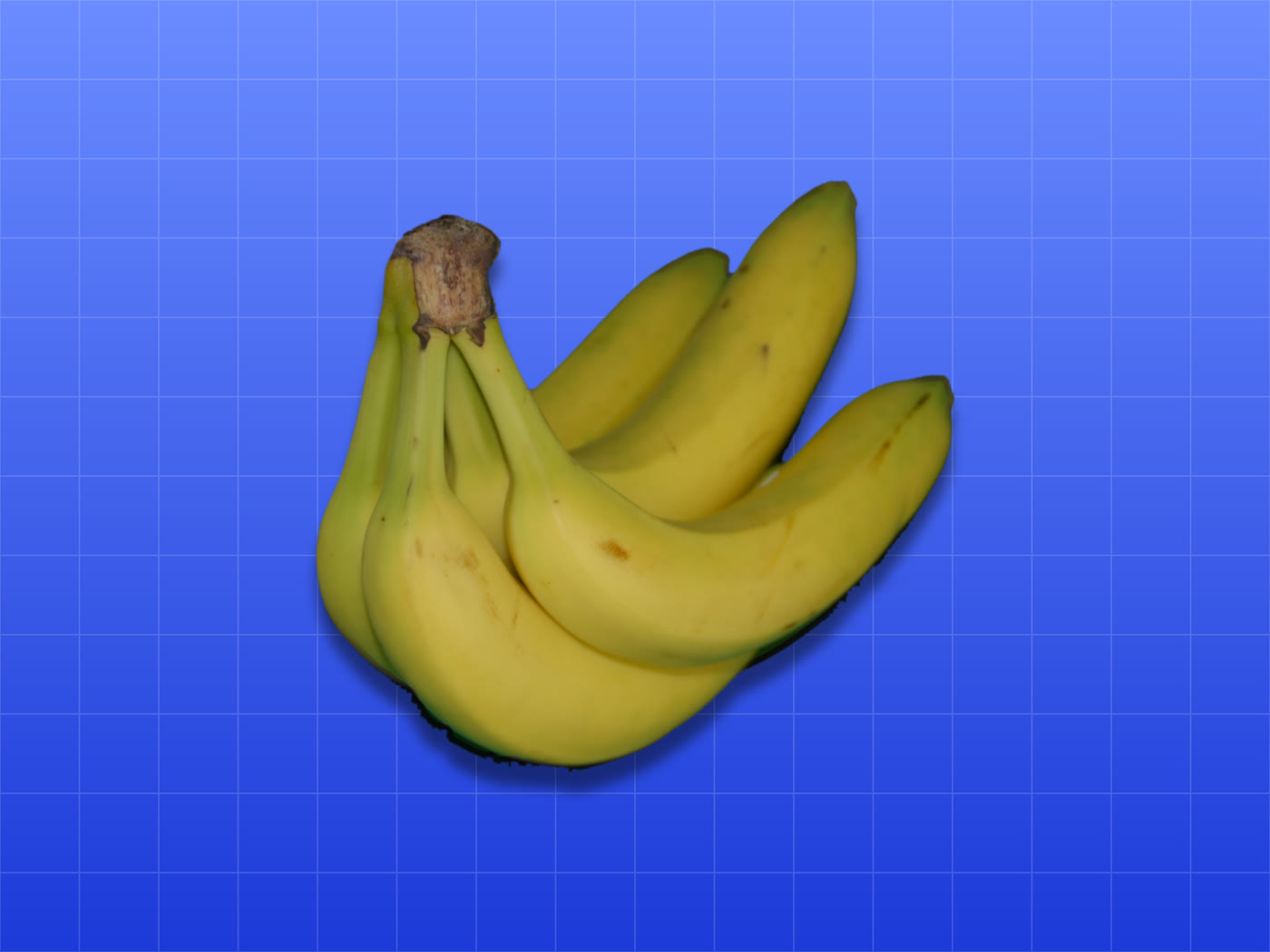 Bananen auf blauem Raster